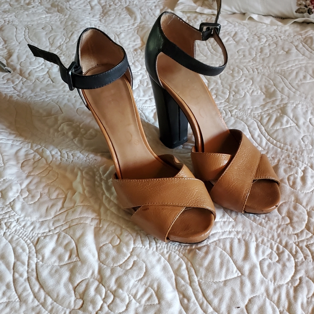Leather open heels